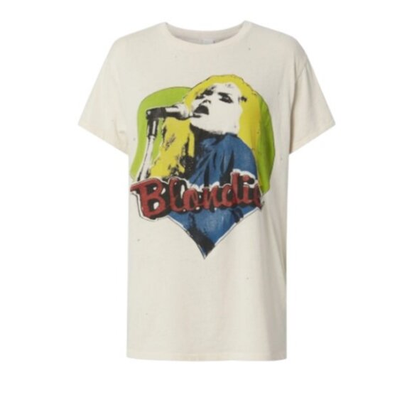 Blondie distressed white Debbie Harry graphic print relaxed fit US M - Picture 2 of 4